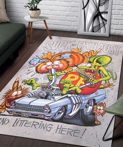 Suck My Exhaust with this Rat Fink Rug - Perfect for Auto Enthusiasts