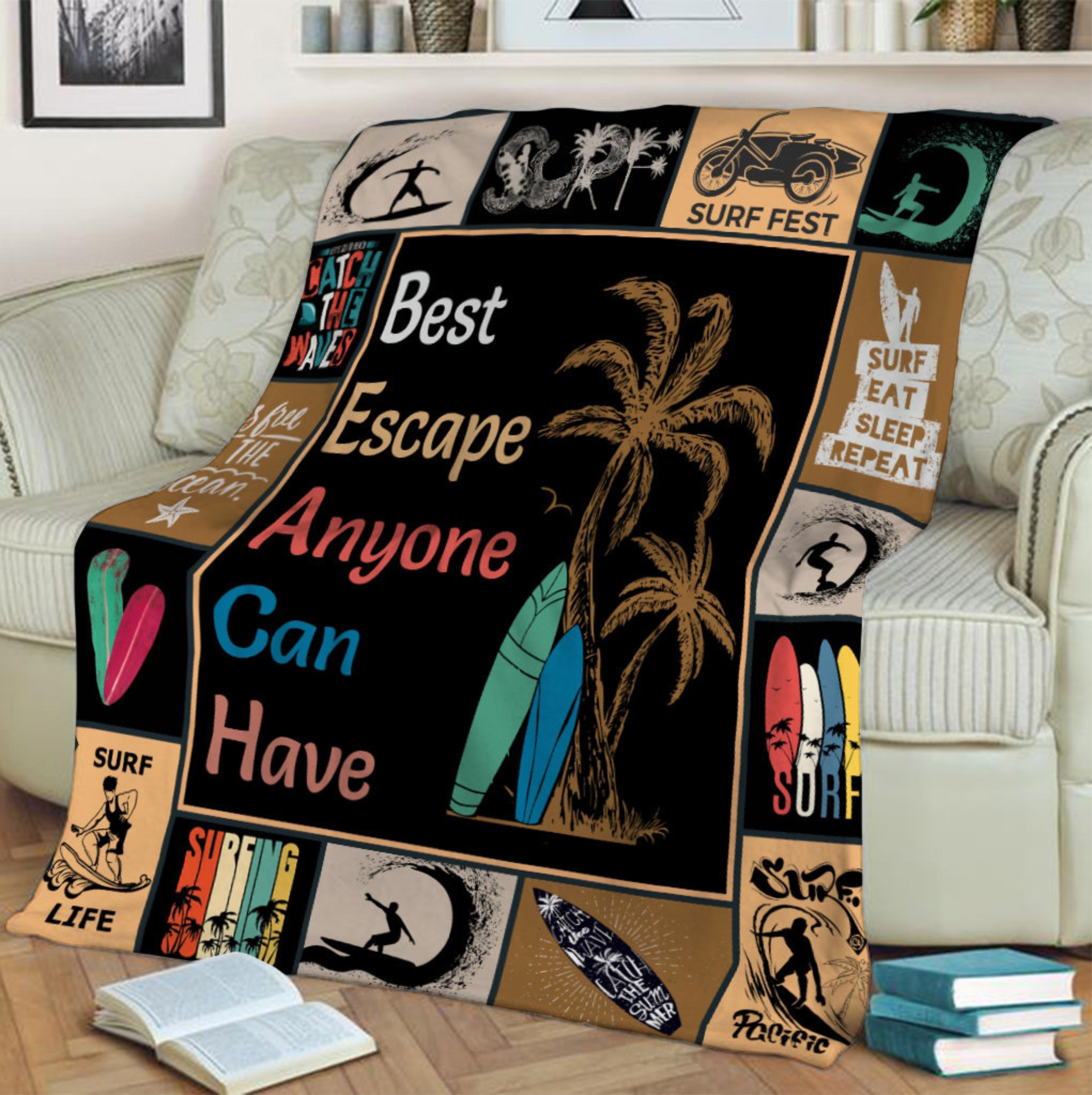 Surf Rest Quilt Blanket, Perfect for Beach Picnics