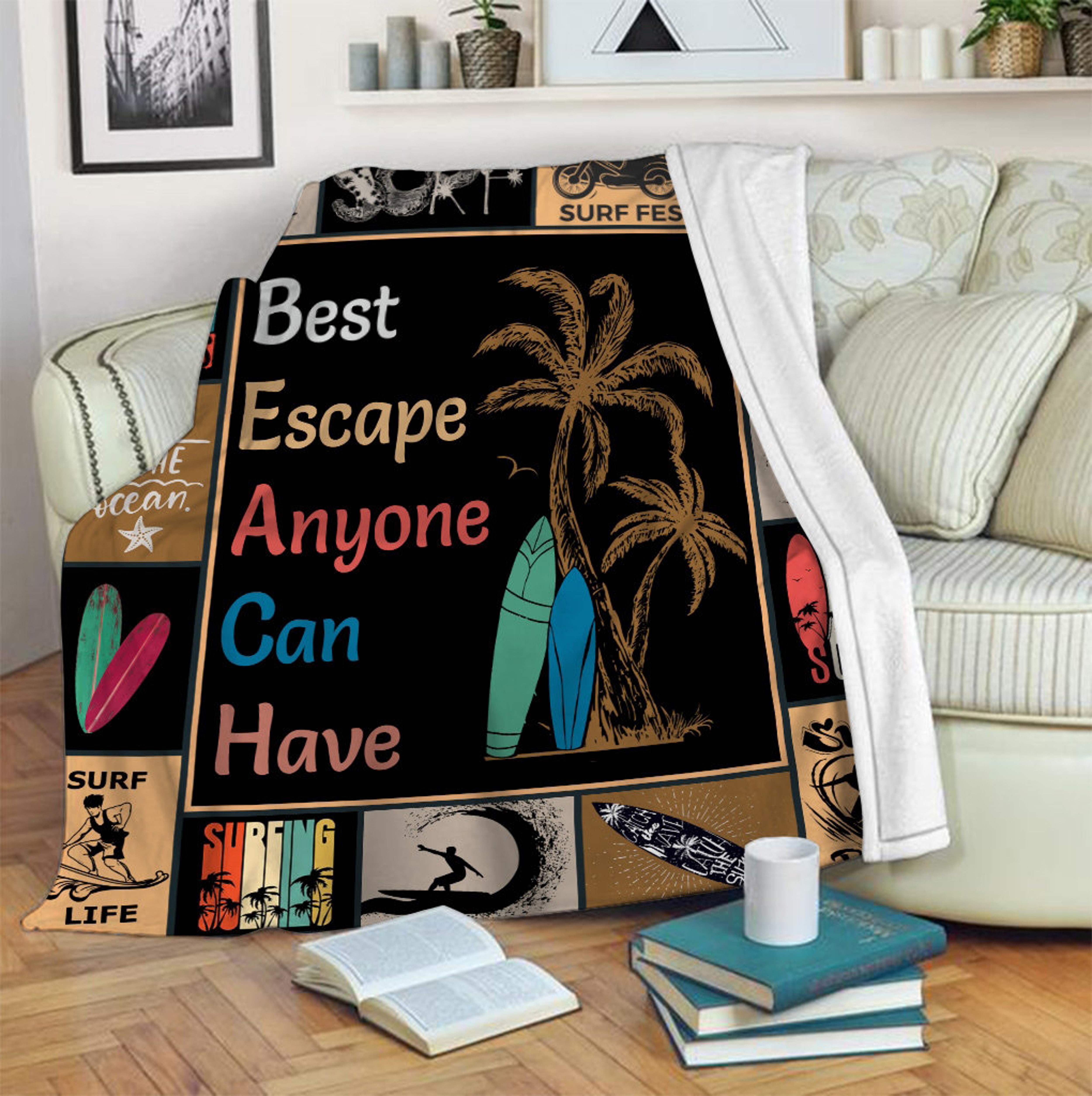 Surf Rest Quilt Blanket, Perfect for Beach Picnics