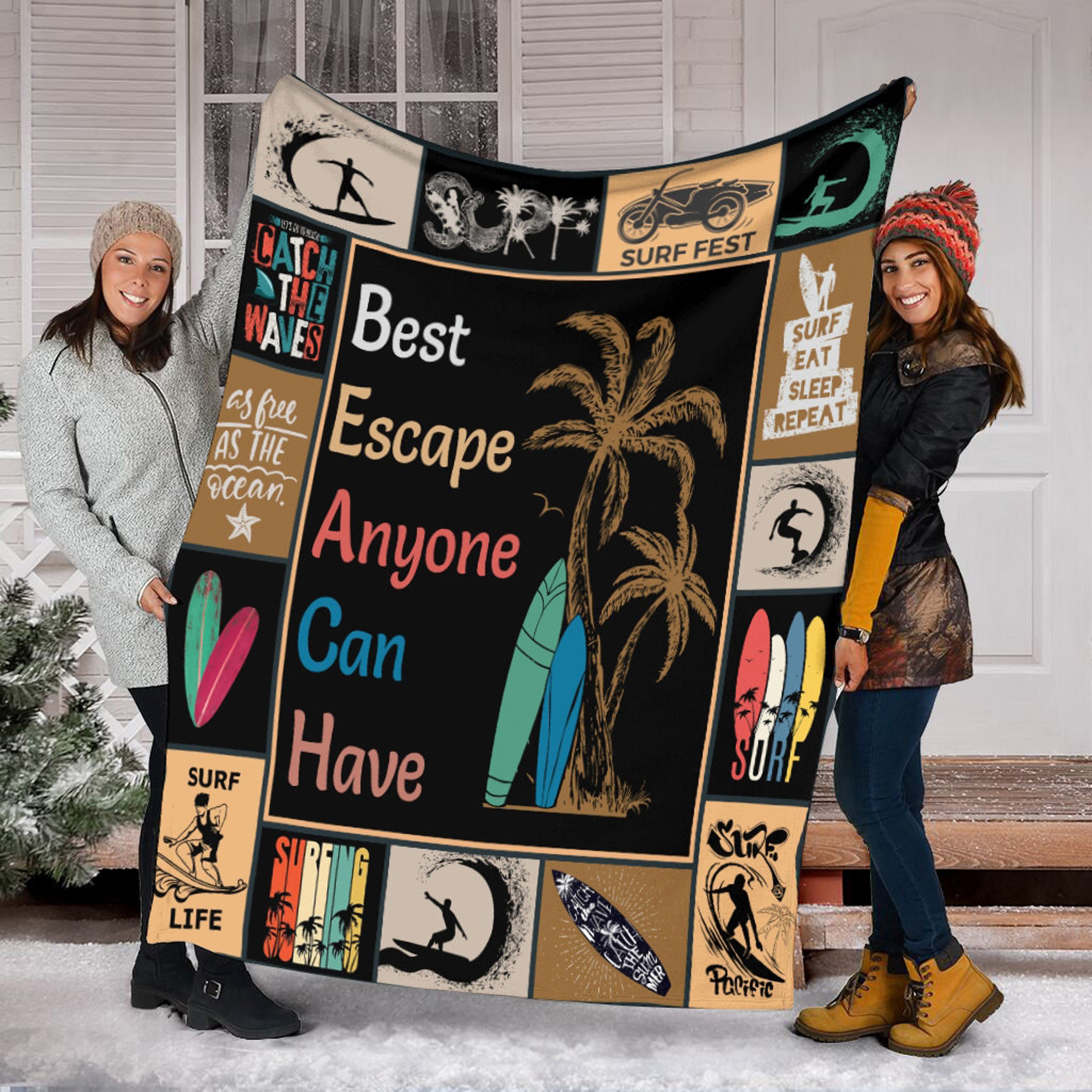 Surf Rest Quilt Blanket, Perfect for Beach Picnics
