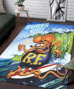 Surfs Up with Rat Fink - Area Rug for Beach and Surf Enthusiasts