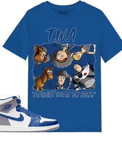 TWA Toys Shirt Match Jordan 1 High OG True Blue Shirt In Color Royal
