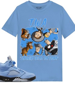 TWA Toys Stroke Shirt Match Jordan 5 University Blue Shirt In Color Carolina Blue