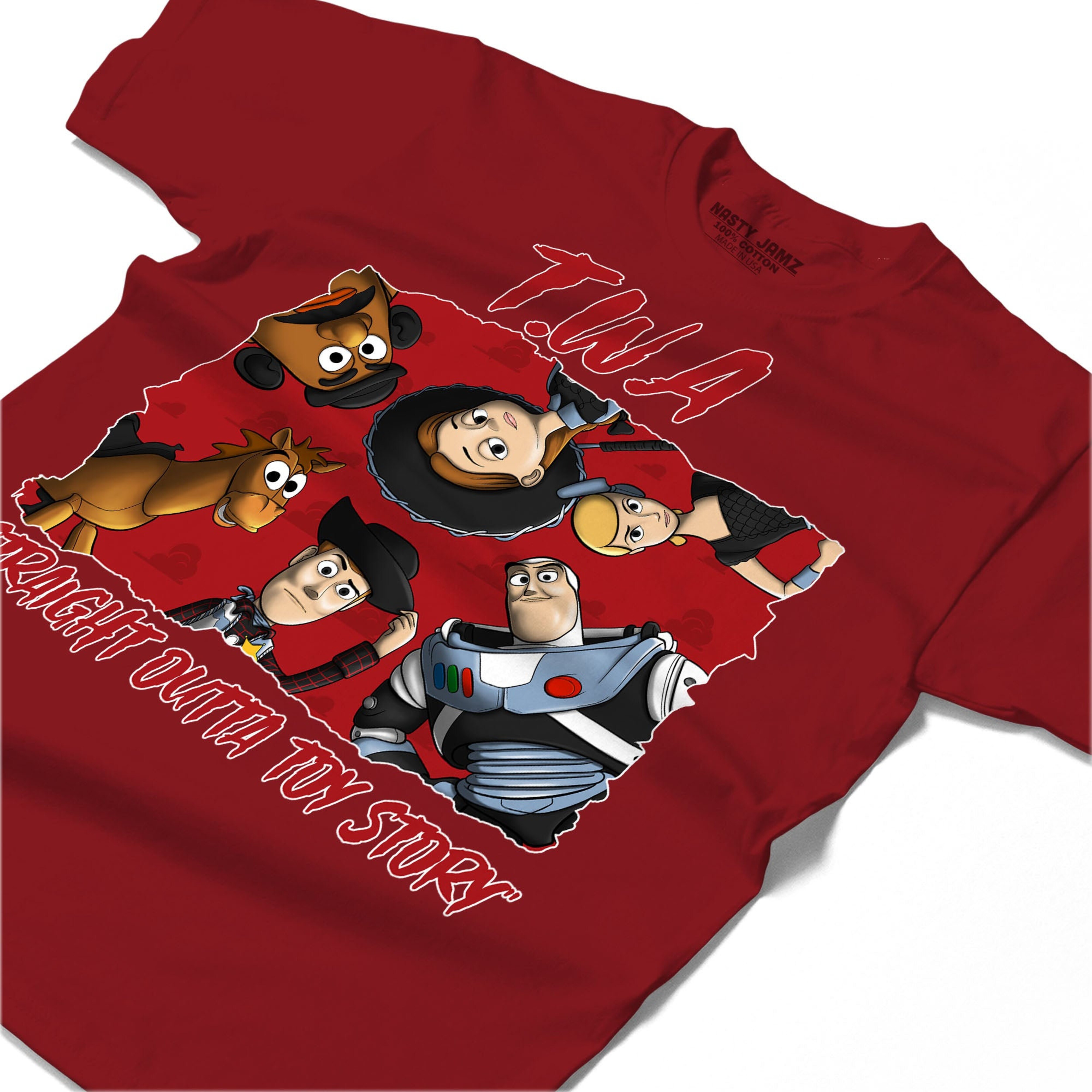 TWA Toys Stroke Shirt Match Jordan 6 Toro Bravo Shirt In Color cherry Red