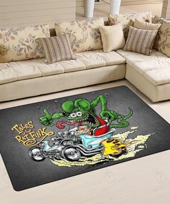 Tales Of The Rat Fink Hot Rod Area Rug Hot Rod Rug for Garage