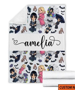 The Addams Family Fleece Blanket - Wednesday Addams Horror Movie - Halloween Christmas Birthday Gifts