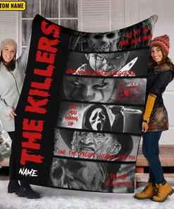 The Killers Blanket - Horror Characters Throw - Scary Movie Halloween Custom Name