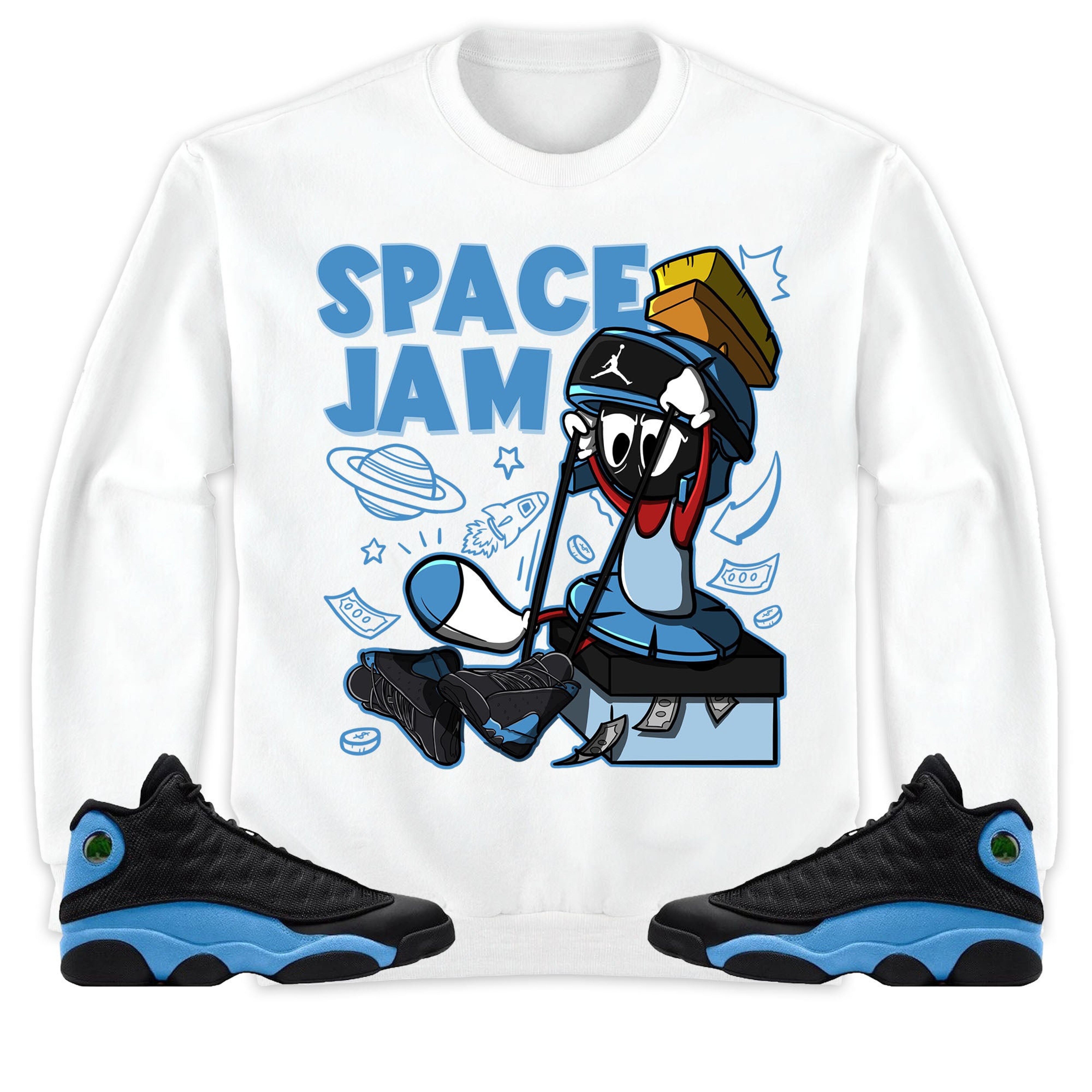 The Martian Marvin Unisex Sweatshirt Match 13s Black University Blue