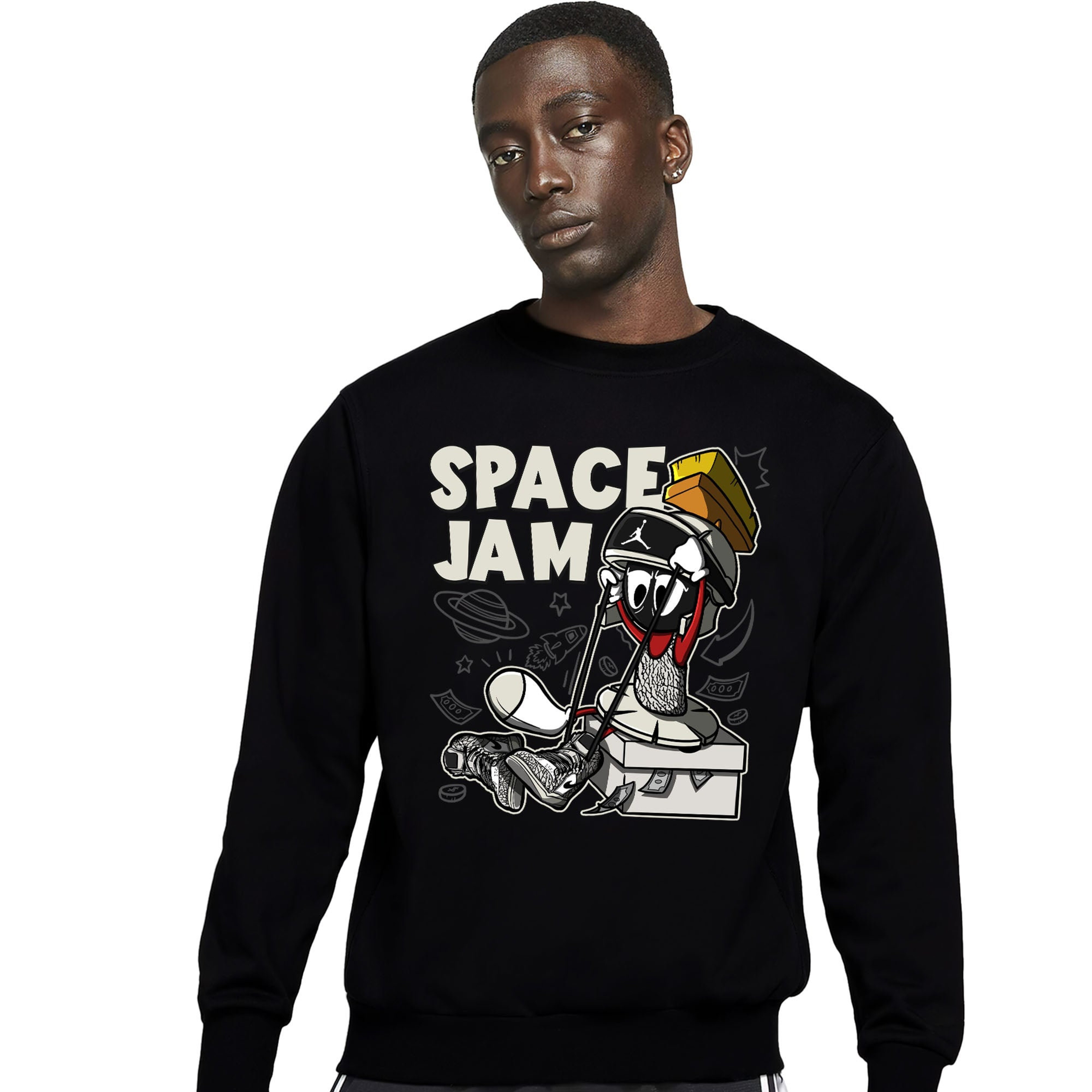 The Martian Marvin Unisex Sweatshirt Match 1s Elephant Print White Cement