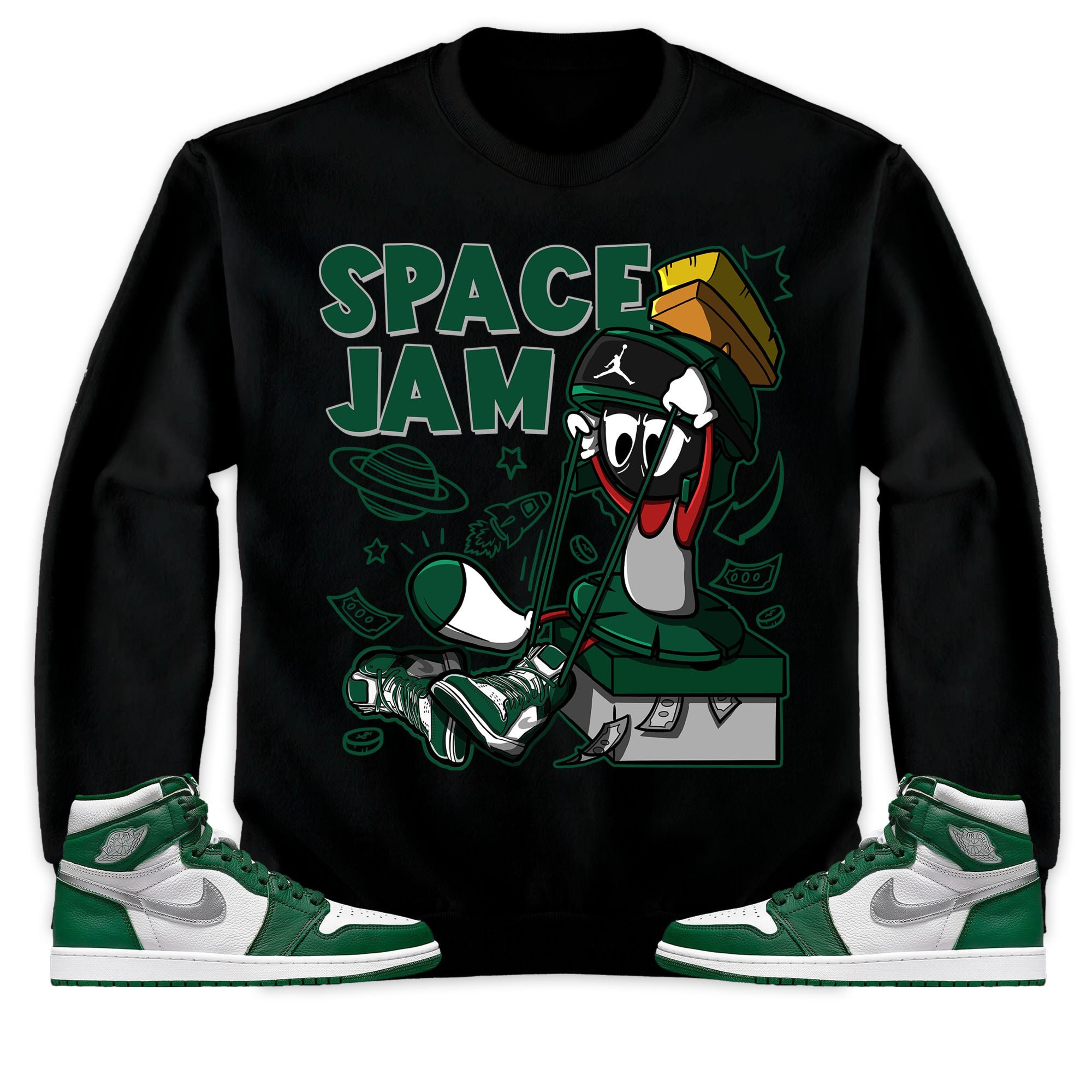 The Martian Marvin Unisex Sweatshirt Match 1s High OG Gorge Green