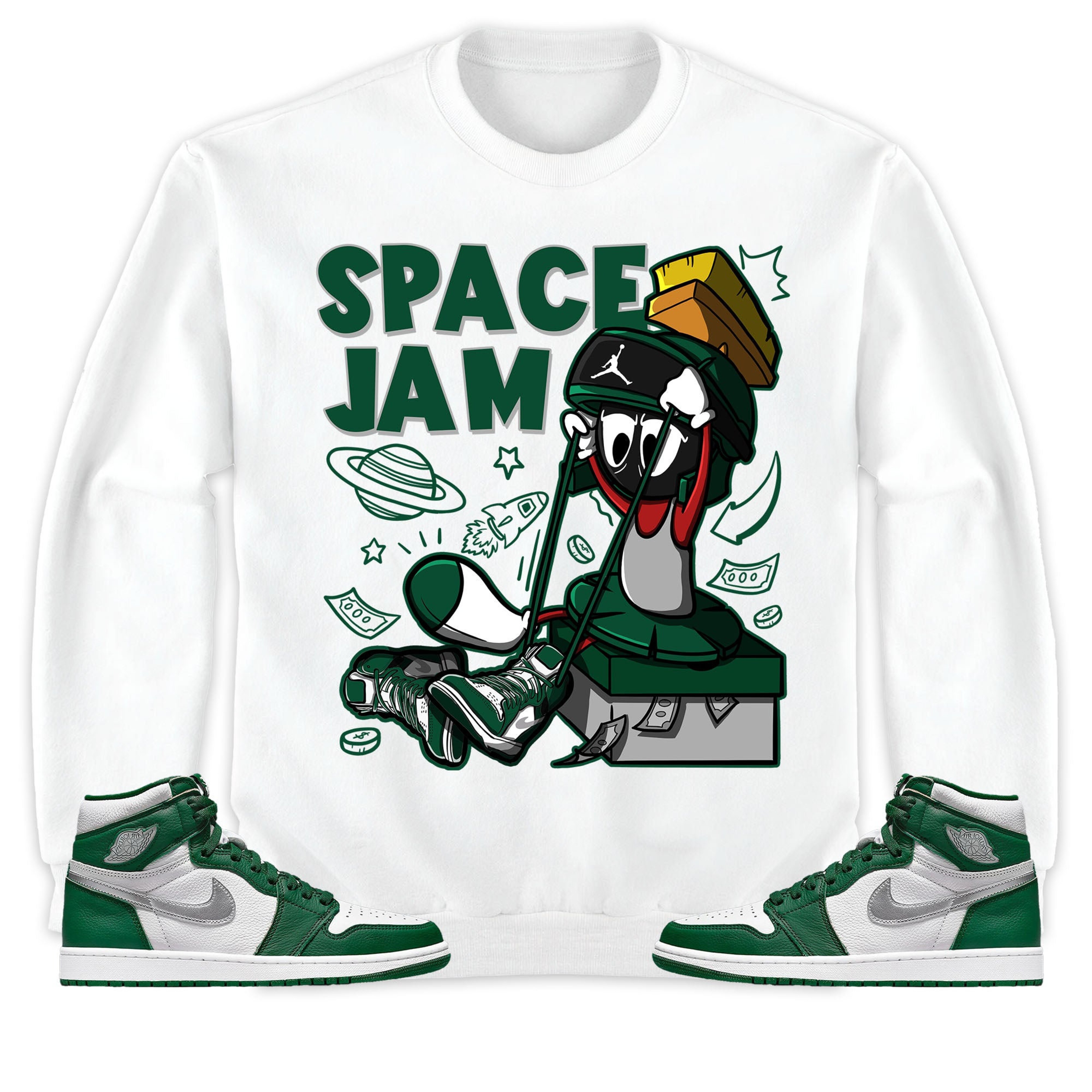 The Martian Marvin Unisex Sweatshirt Match 1s High OG Gorge Green