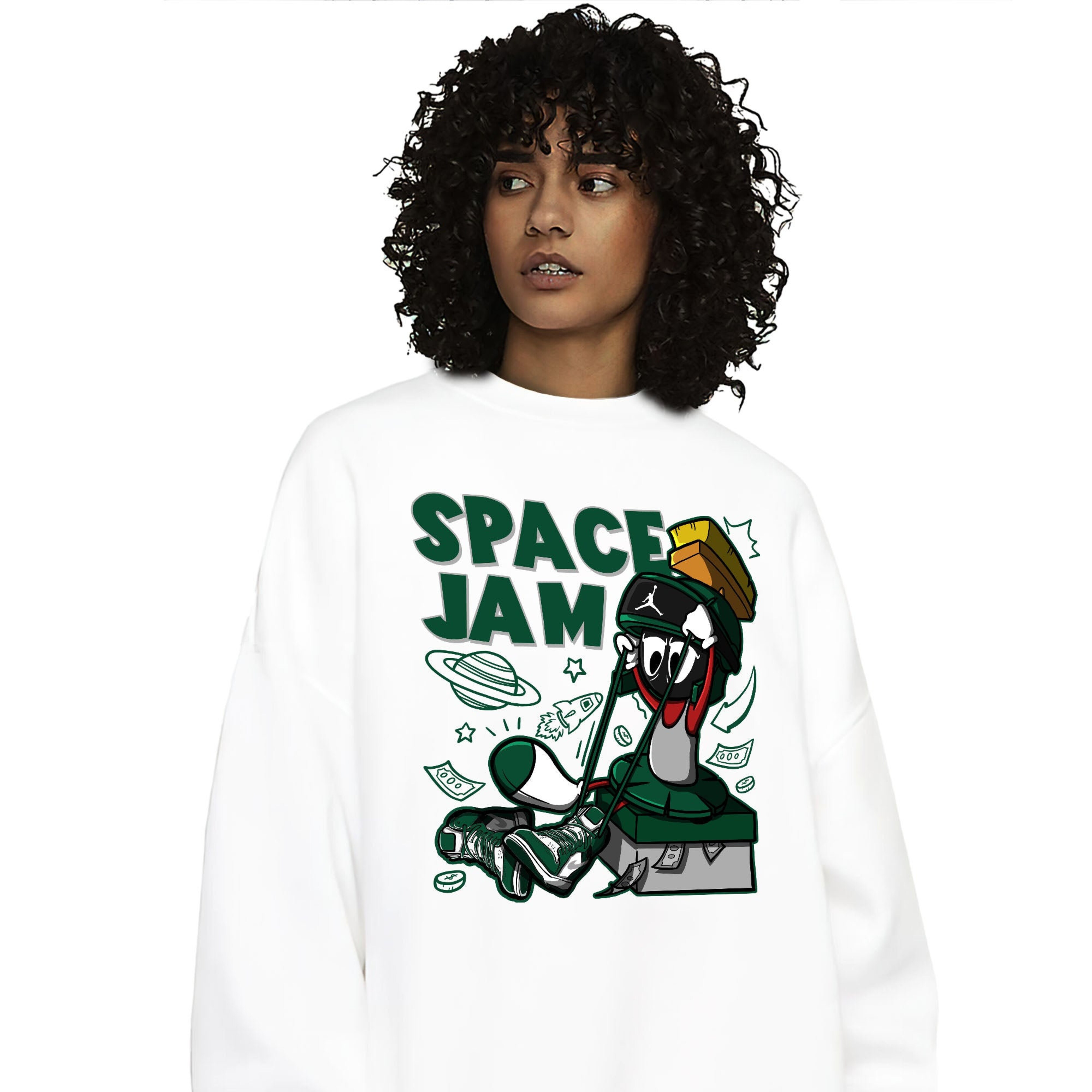 The Martian Marvin Unisex Sweatshirt Match 1s High OG Gorge Green