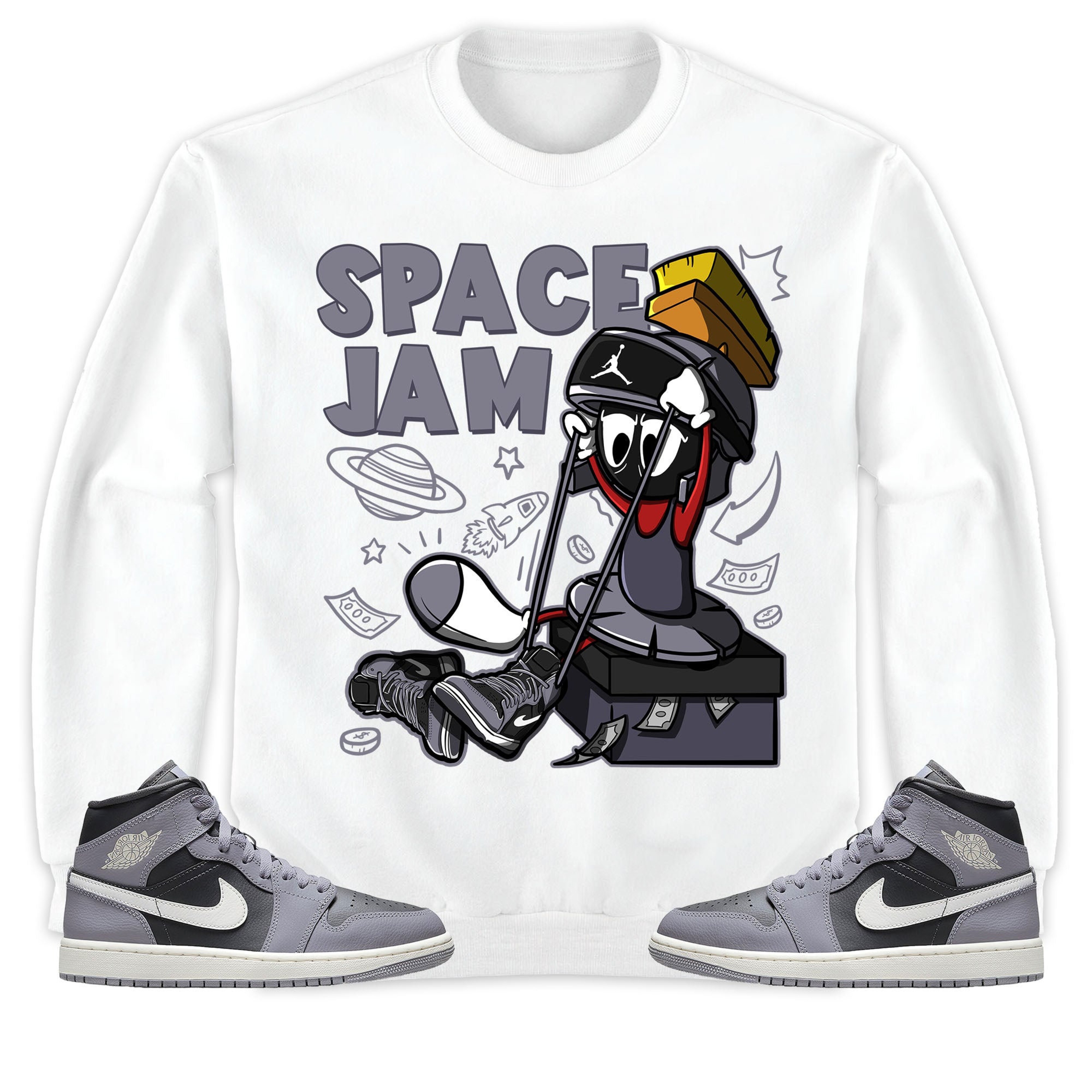 The Martian Marvin Unisex Sweatshirt Match 1s Mid Cement Grey