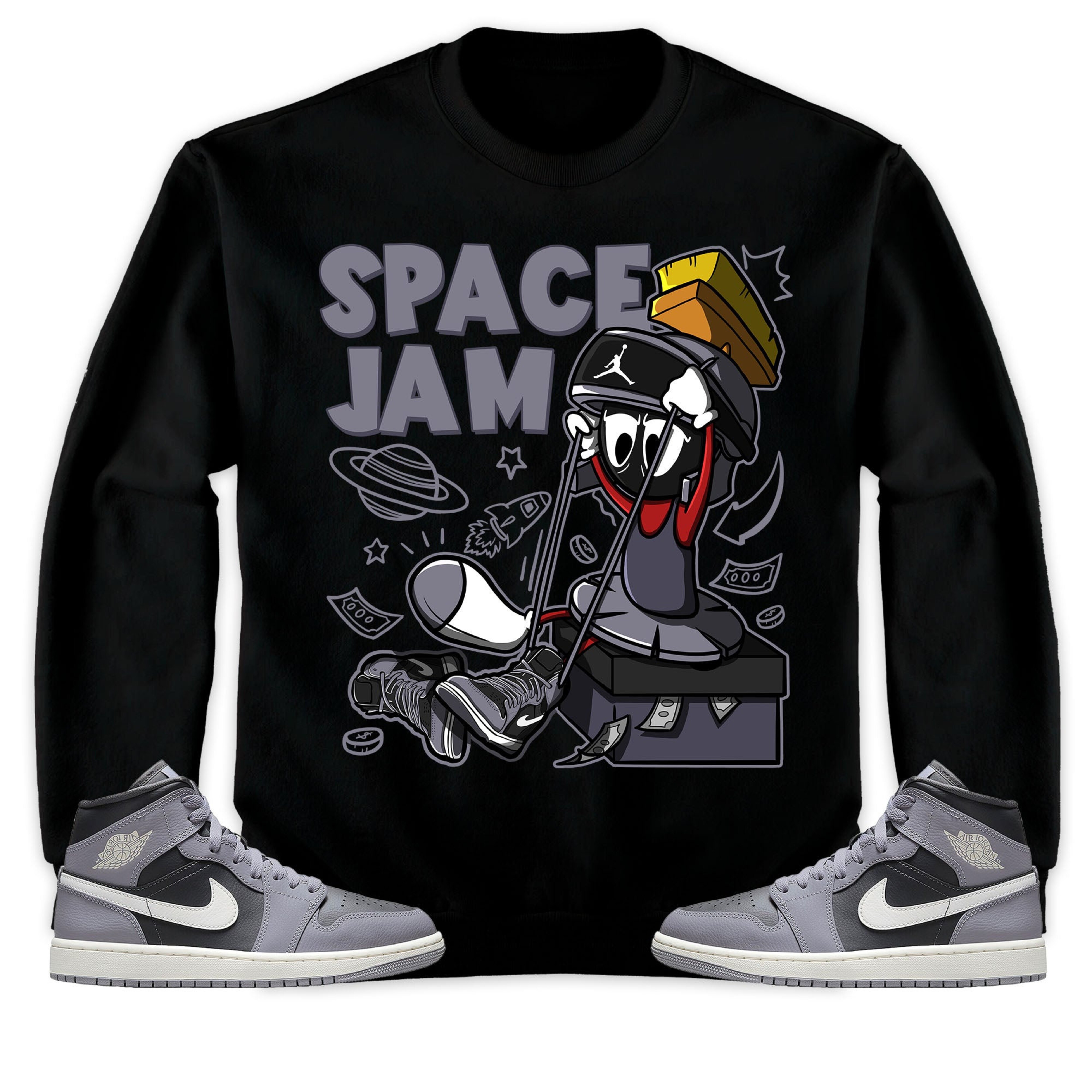 The Martian Marvin Unisex Sweatshirt Match 1s Mid Cement Grey