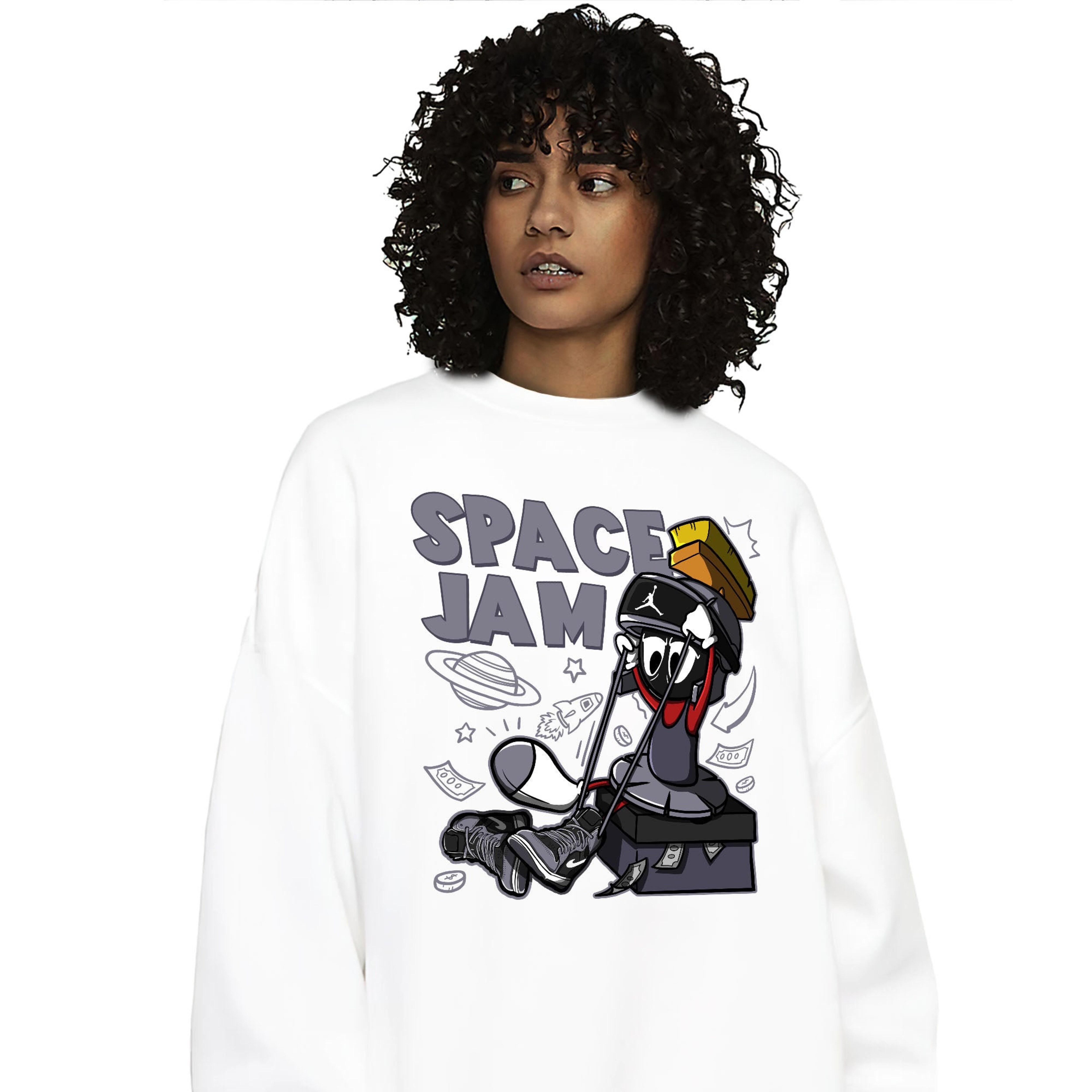 The Martian Marvin Unisex Sweatshirt Match 1s Mid Cement Grey