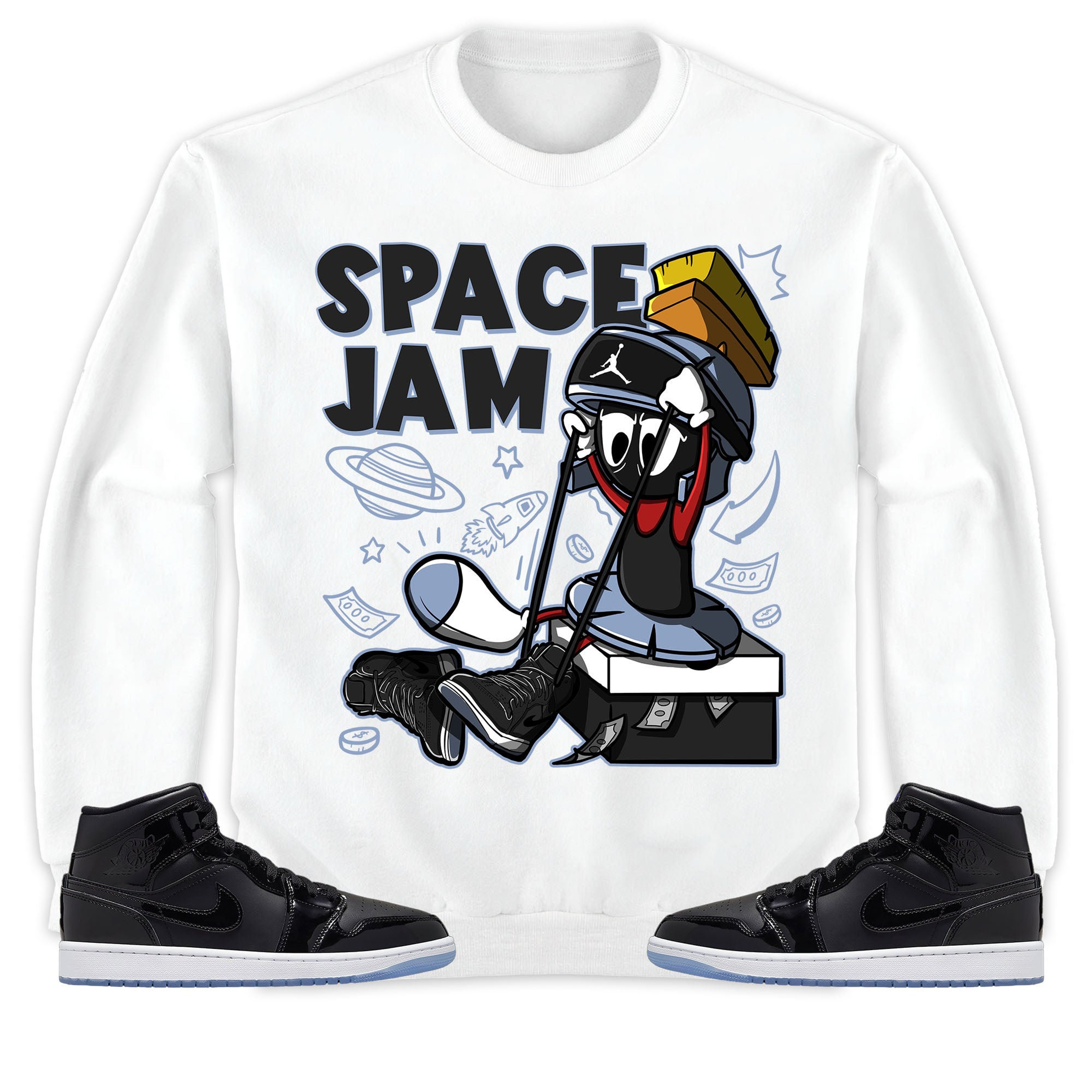The Martian Marvin Unisex Sweatshirt Match 1s Mid Space Jam
