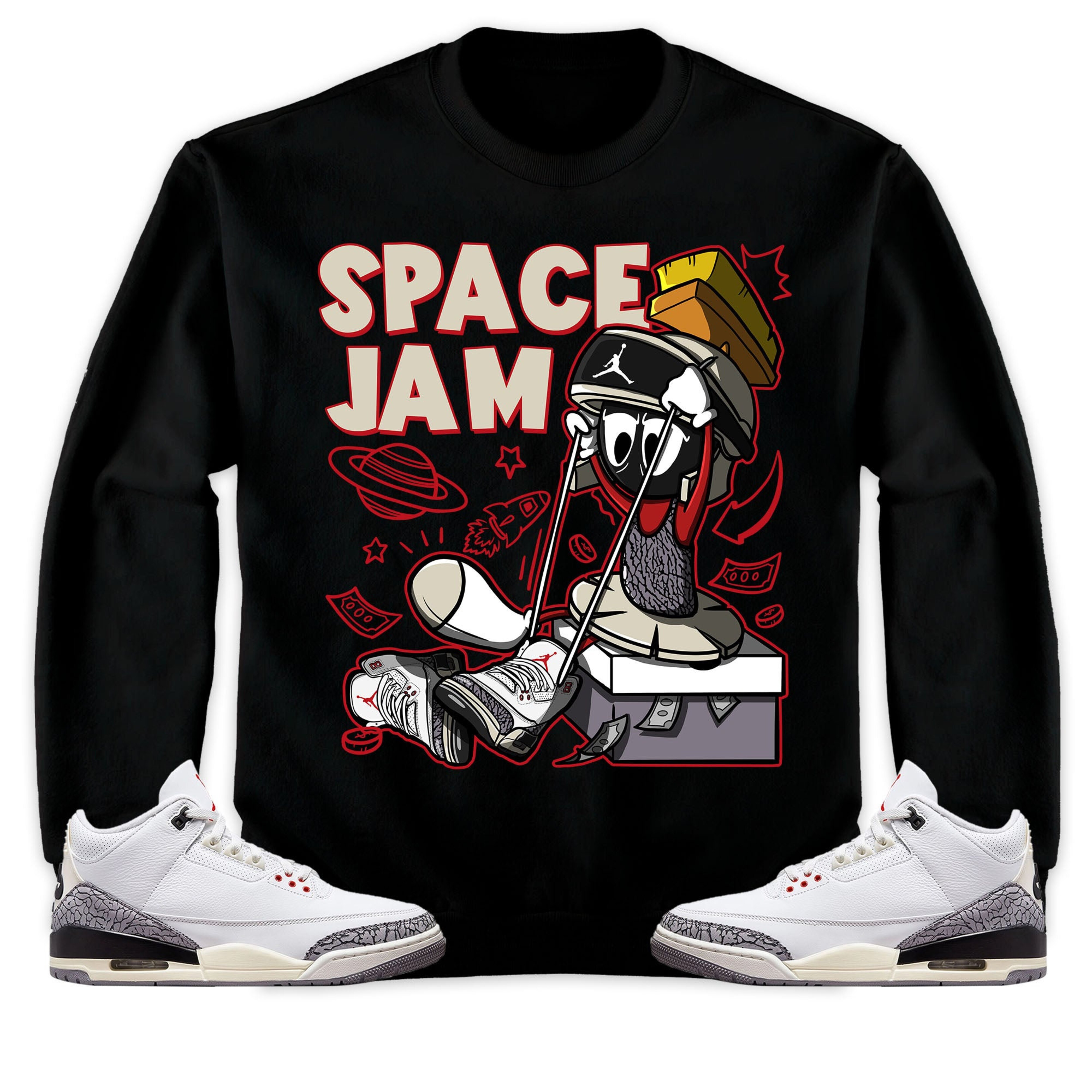 The Martian Marvin Unisex Sweatshirt Match 3s White Cement Reimagined