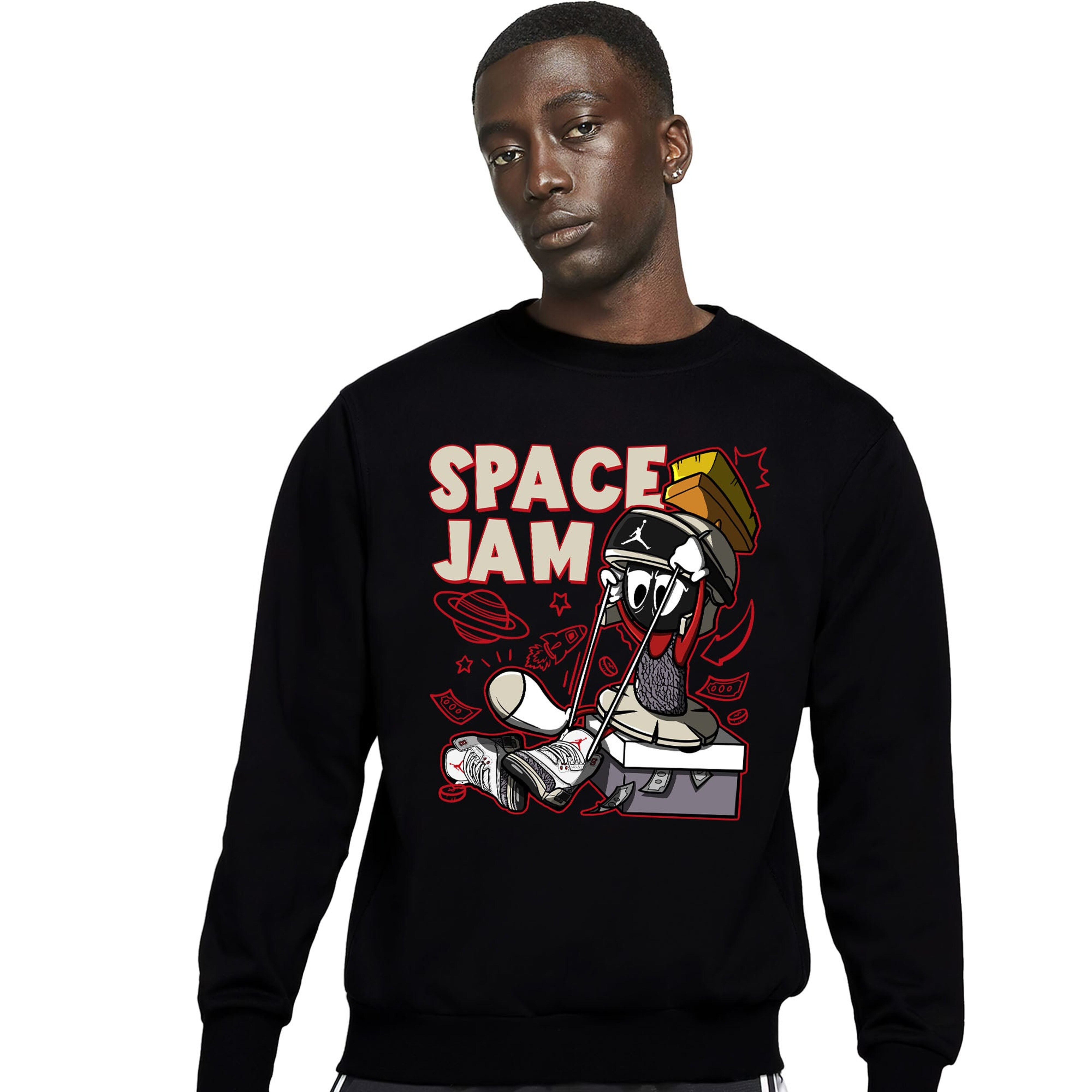 The Martian Marvin Unisex Sweatshirt Match 3s White Cement Reimagined