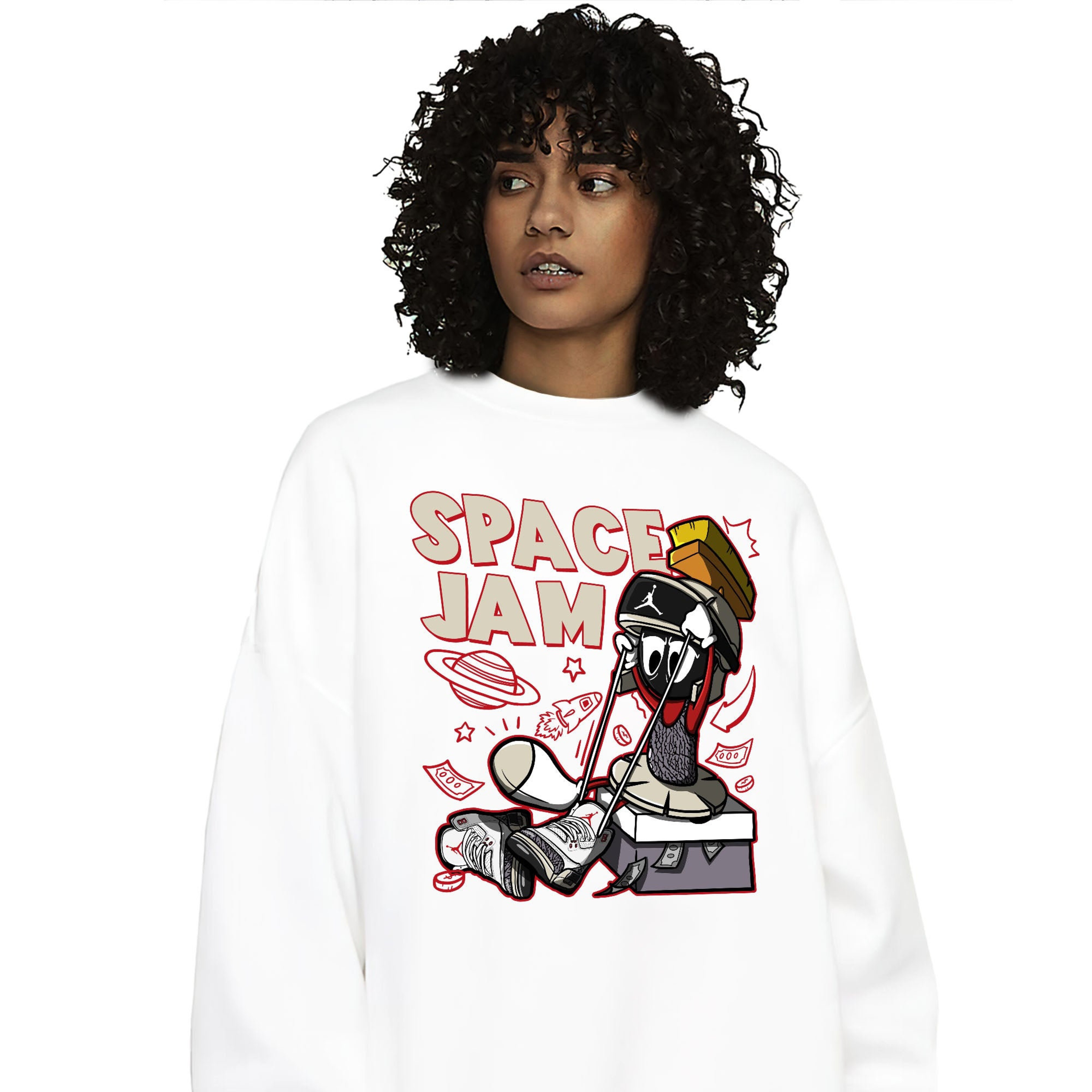 The Martian Marvin Unisex Sweatshirt Match 3s White Cement Reimagined