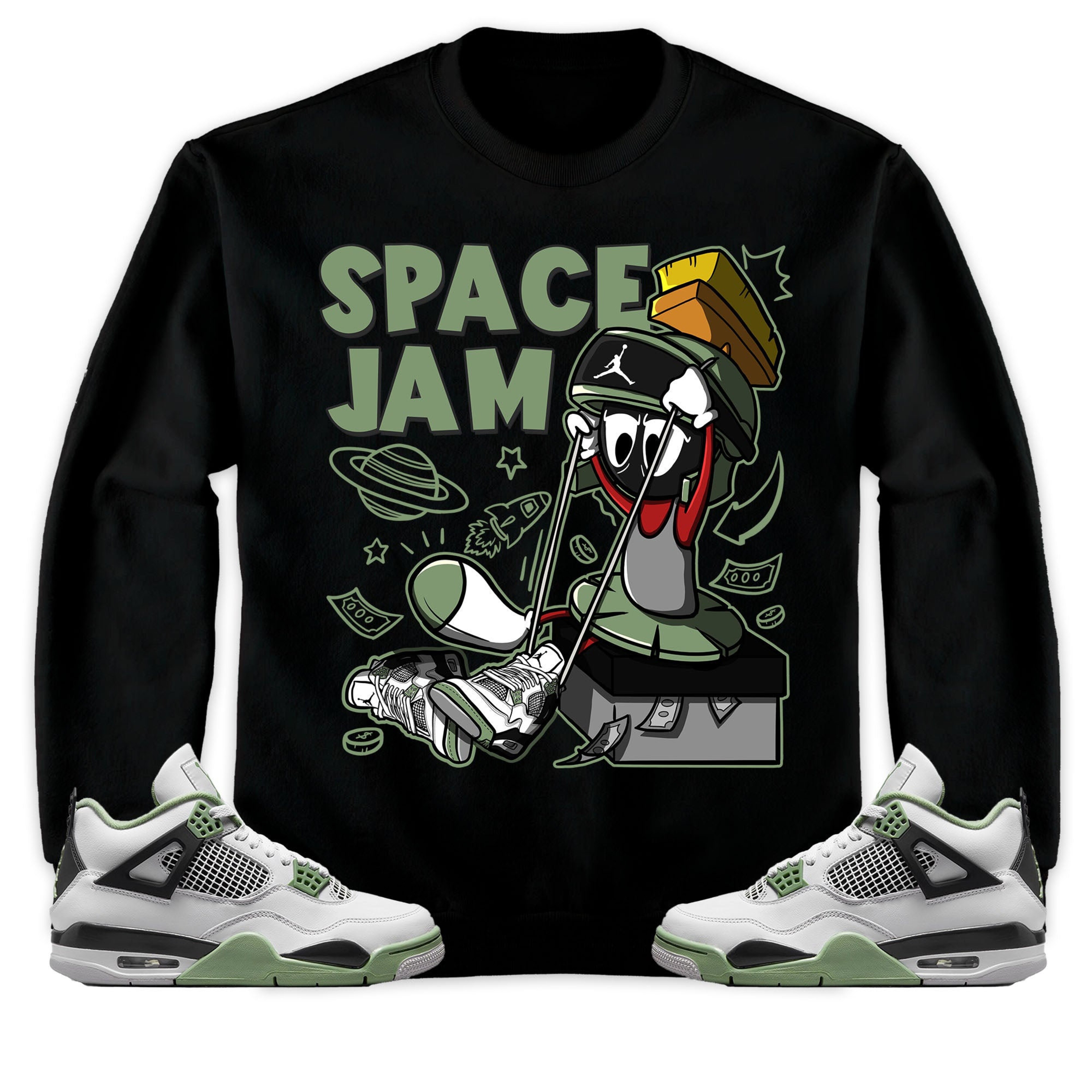 The Martian Marvin Unisex Sweatshirt Match 4s Seafoam Oil Green