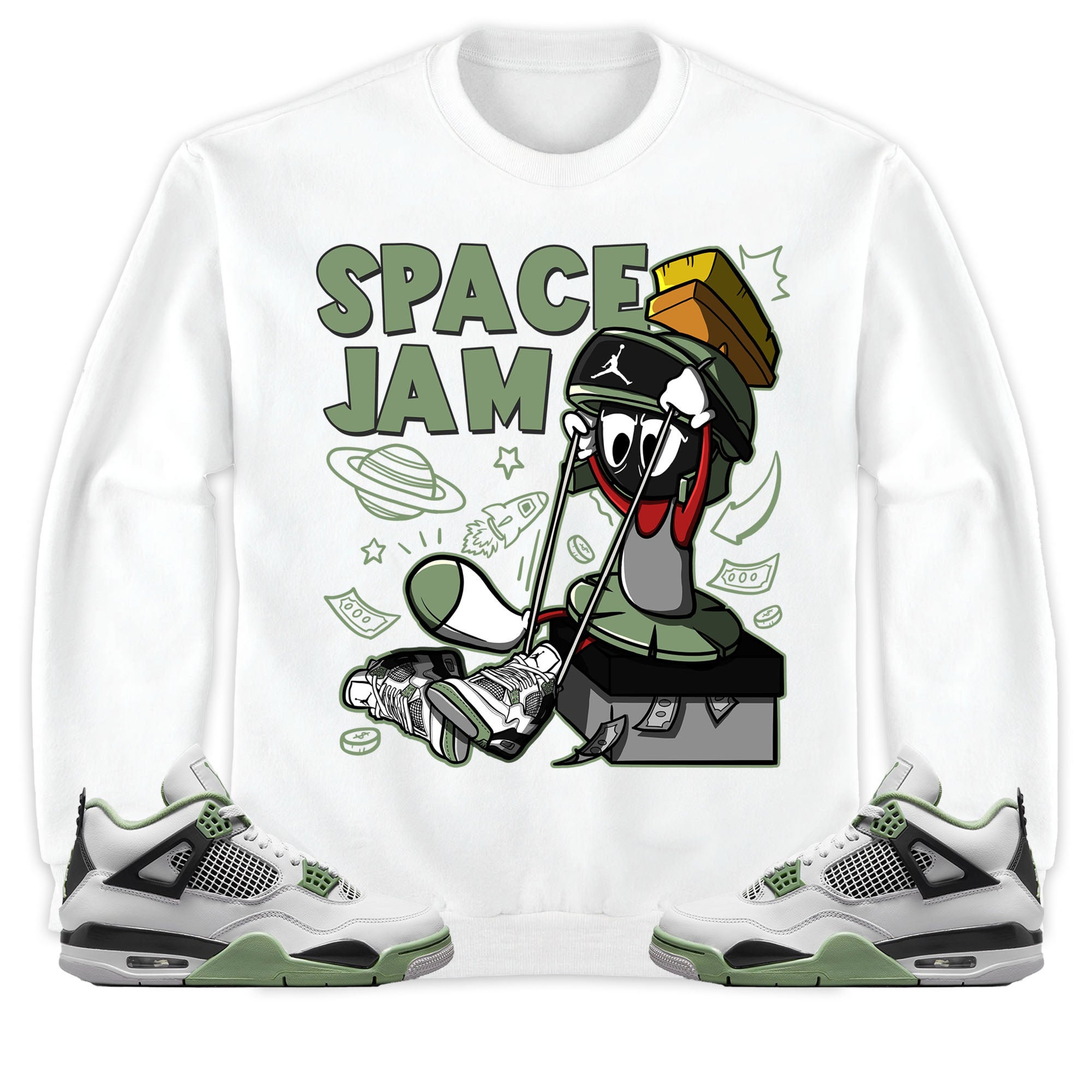 The Martian Marvin Unisex Sweatshirt Match 4s Seafoam Oil Green
