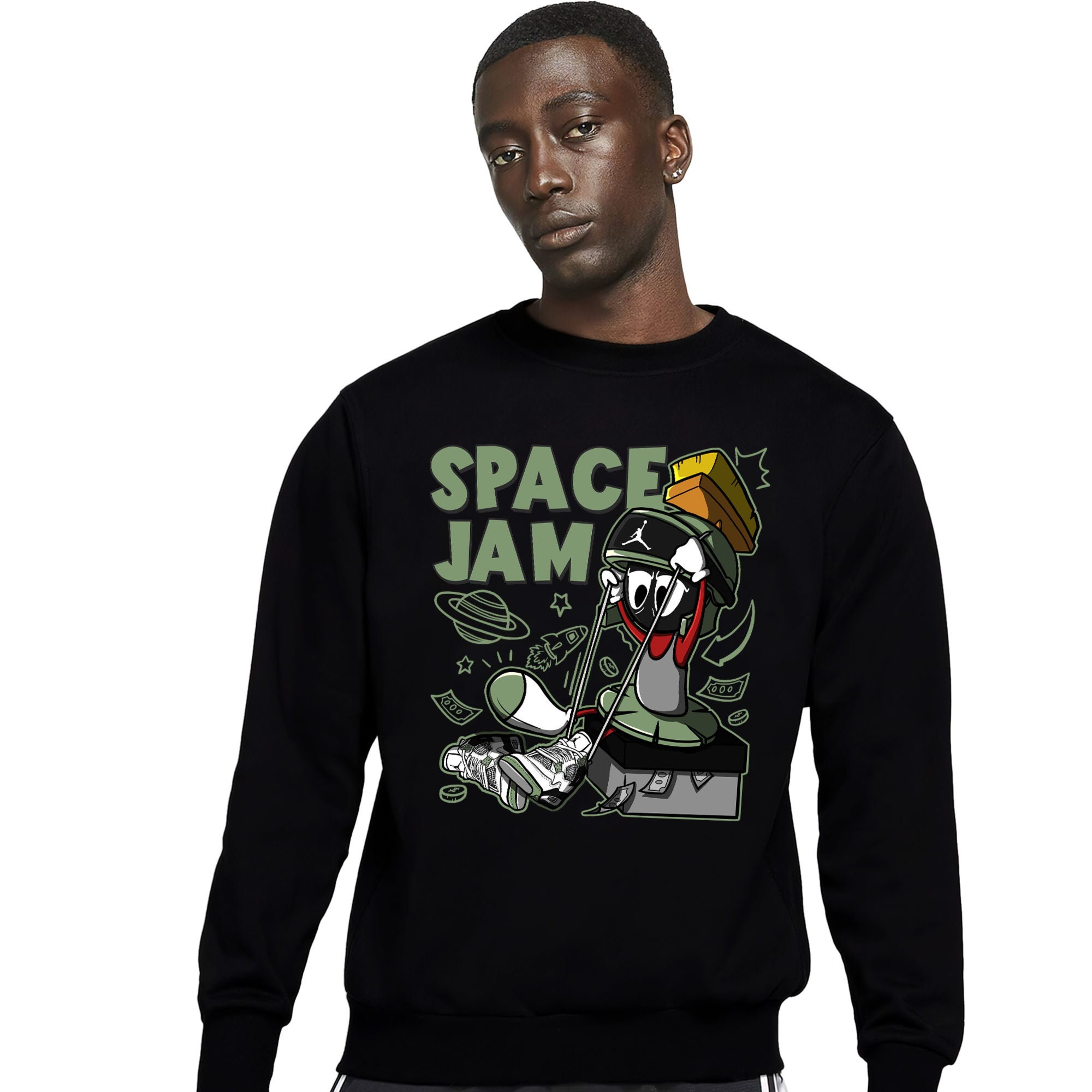 The Martian Marvin Unisex Sweatshirt Match 4s Seafoam Oil Green
