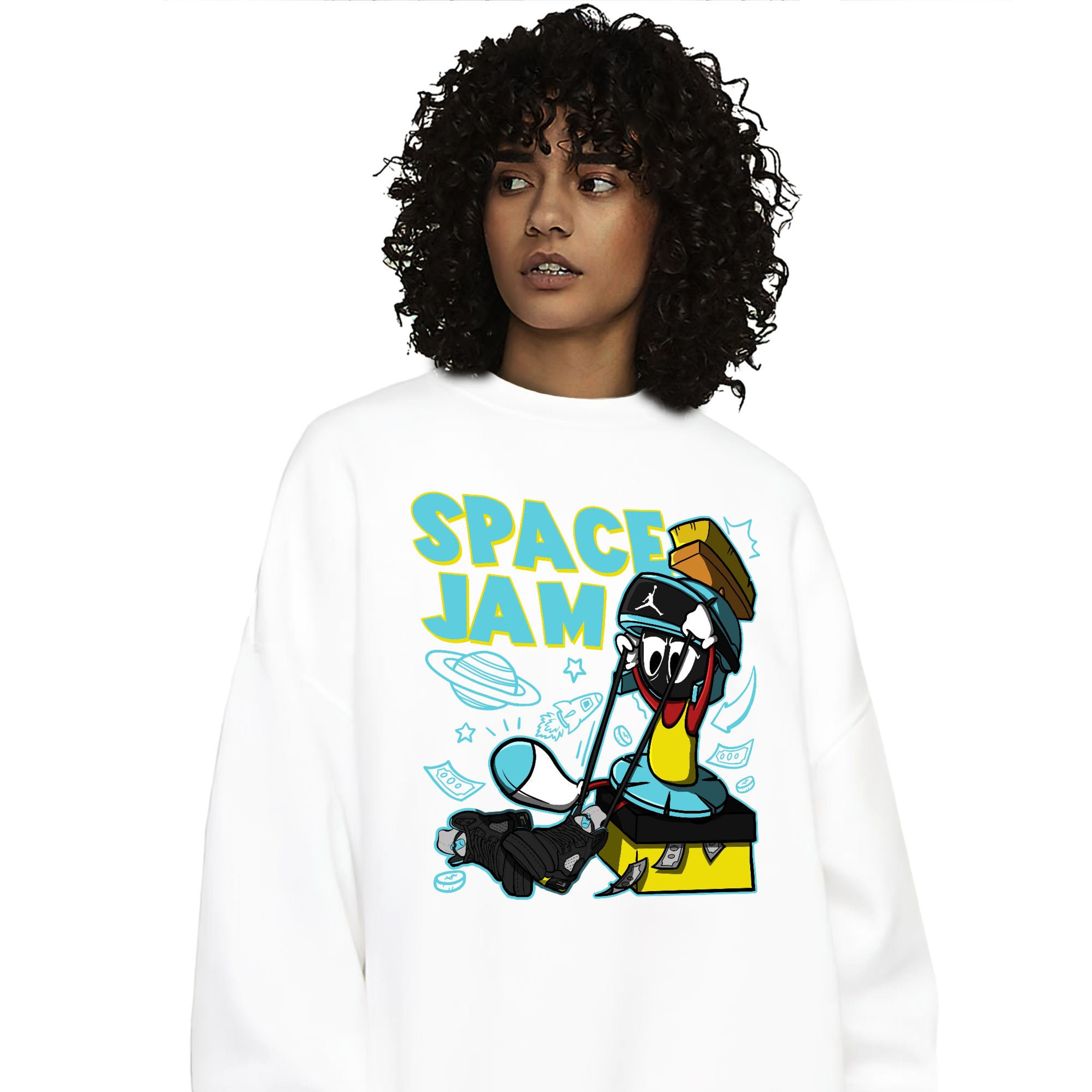 The Martian Marvin Unisex Sweatshirt Match 5s Aqua
