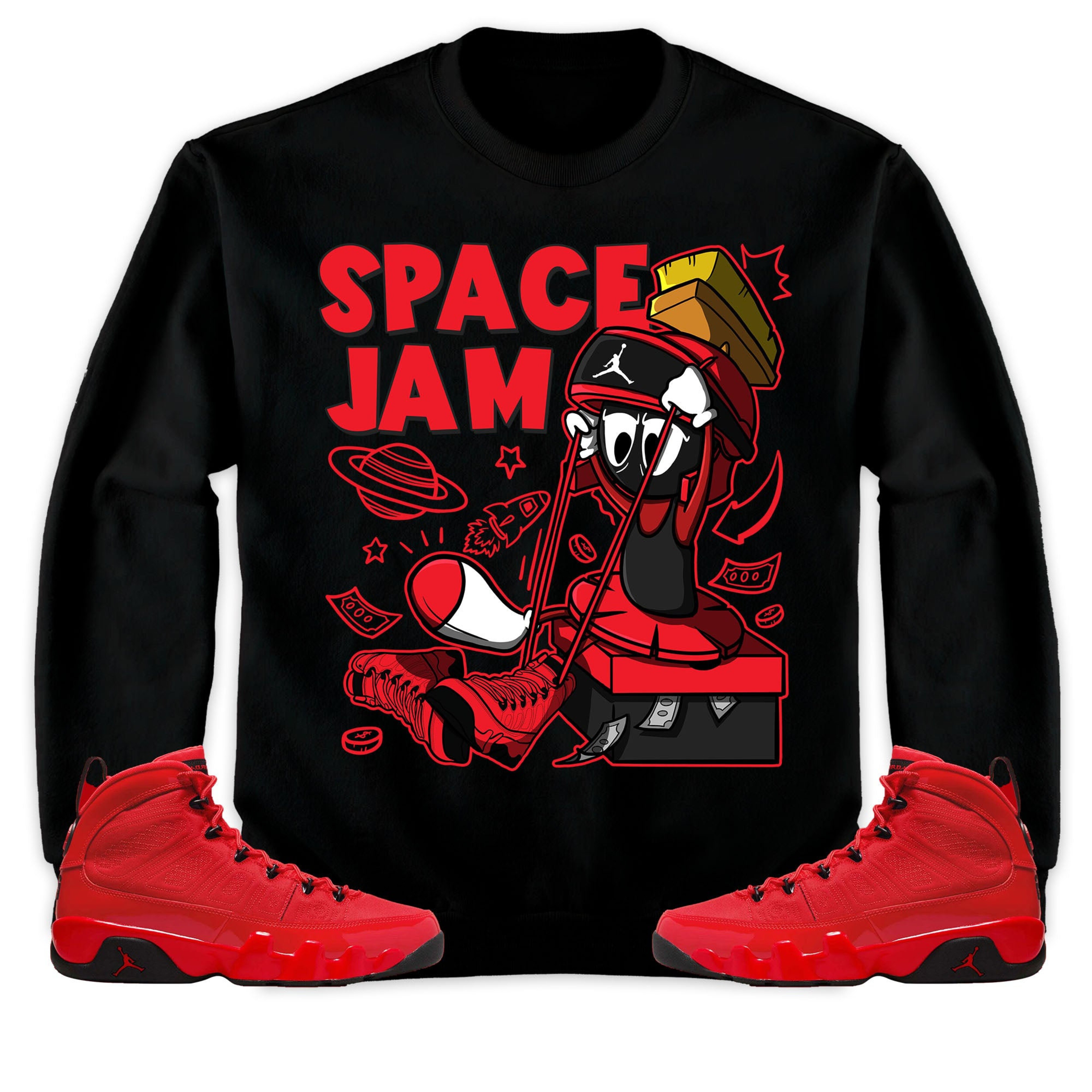 The Martian Marvin Unisex Sweatshirt Match 9s Retro Chile Red