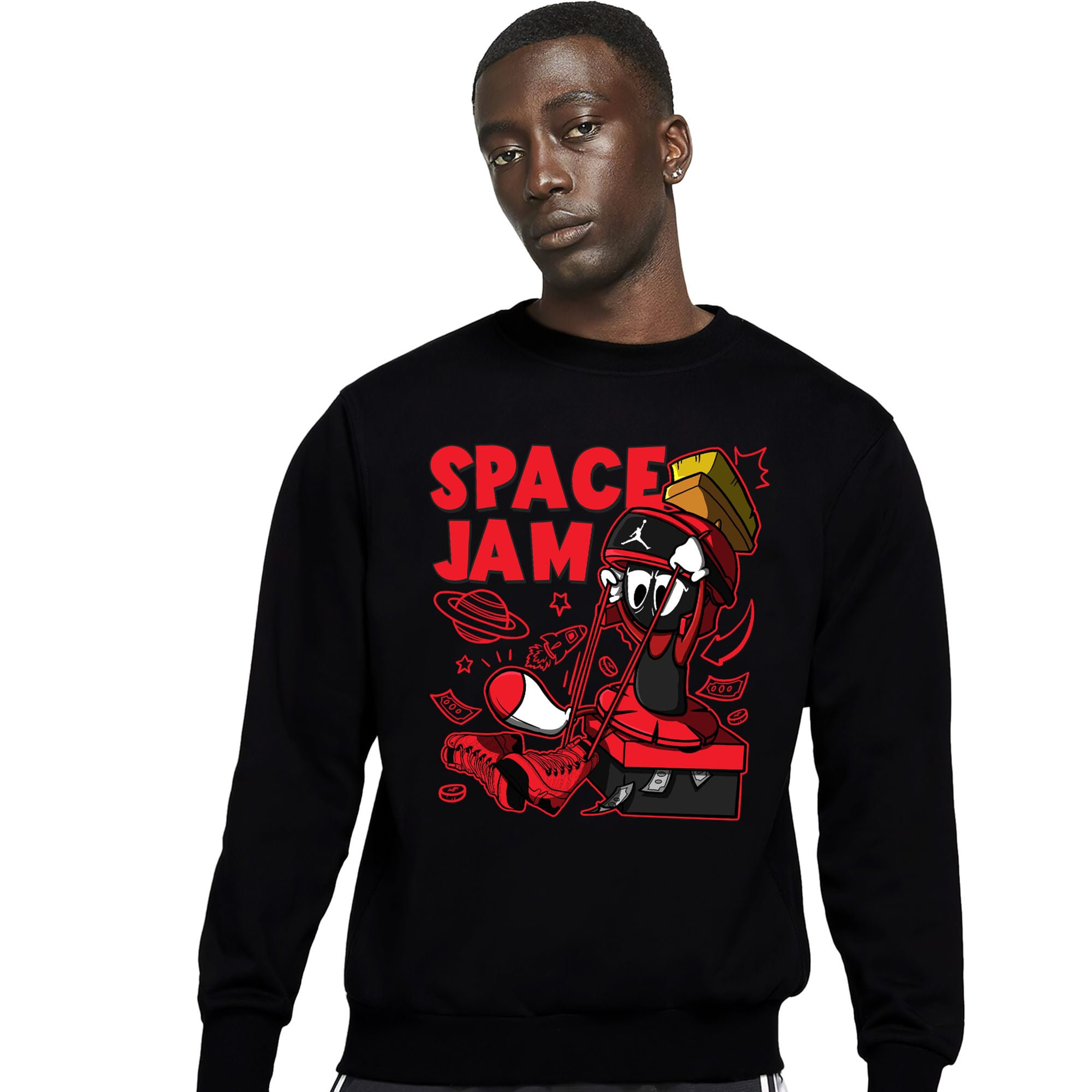 The Martian Marvin Unisex Sweatshirt Match 9s Retro Chile Red