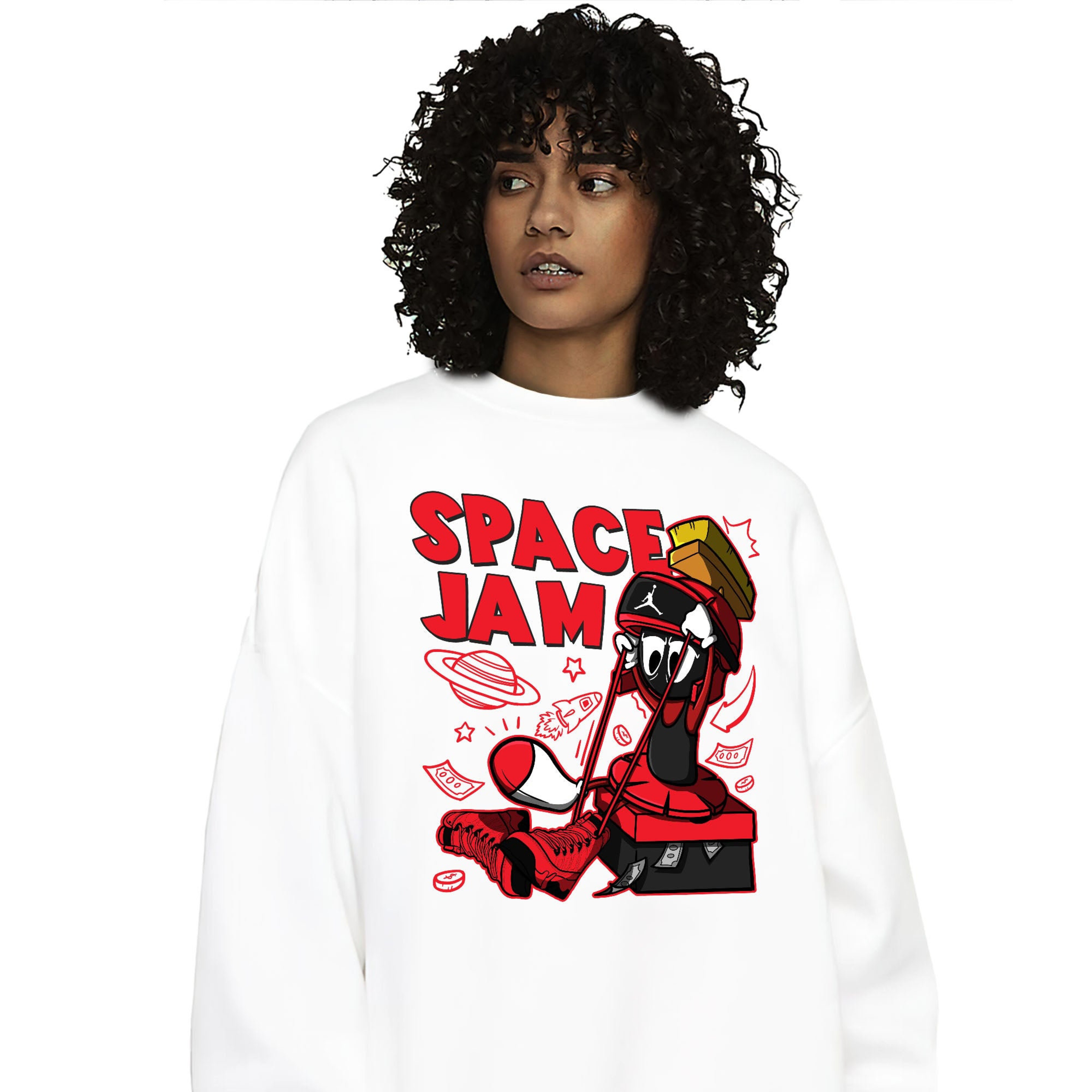 The Martian Marvin Unisex Sweatshirt Match 9s Retro Chile Red