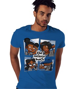 The Melanin Bunch In Cartoon Shirt Match Jordan 1 High OG True Blue Shirt In Color Royal