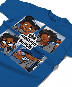 The Melanin Bunch In Cartoon Shirt Match Jordan 1 High OG True Blue Shirt In Color Royal