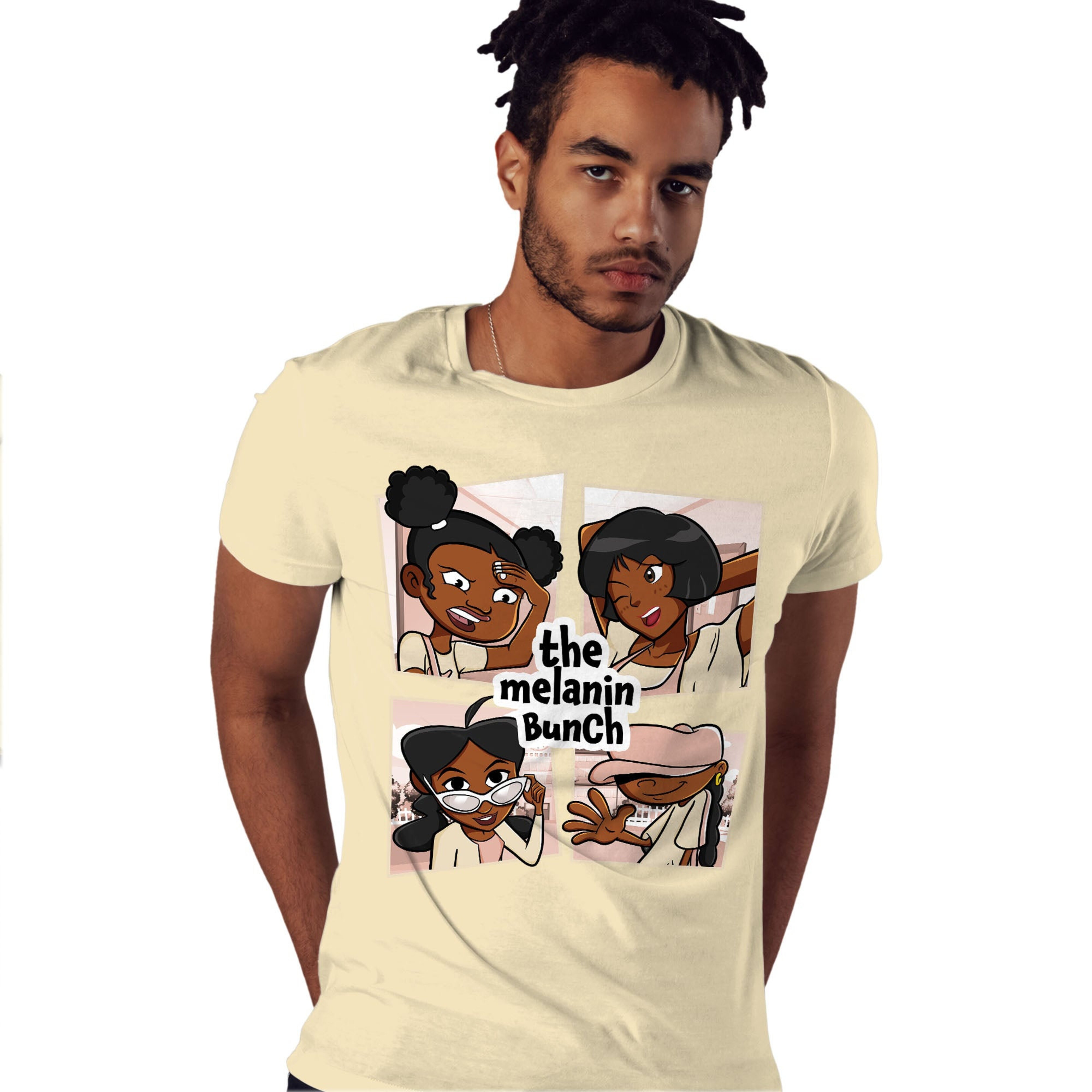 The Melanin Bunch In Cartoon Shirt Match Jordan 1 OG Washed Pink Shirt In Color Nature