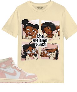 The Melanin Bunch In Cartoon Shirt Match Jordan 1 OG Washed Pink Shirt In Color Nature