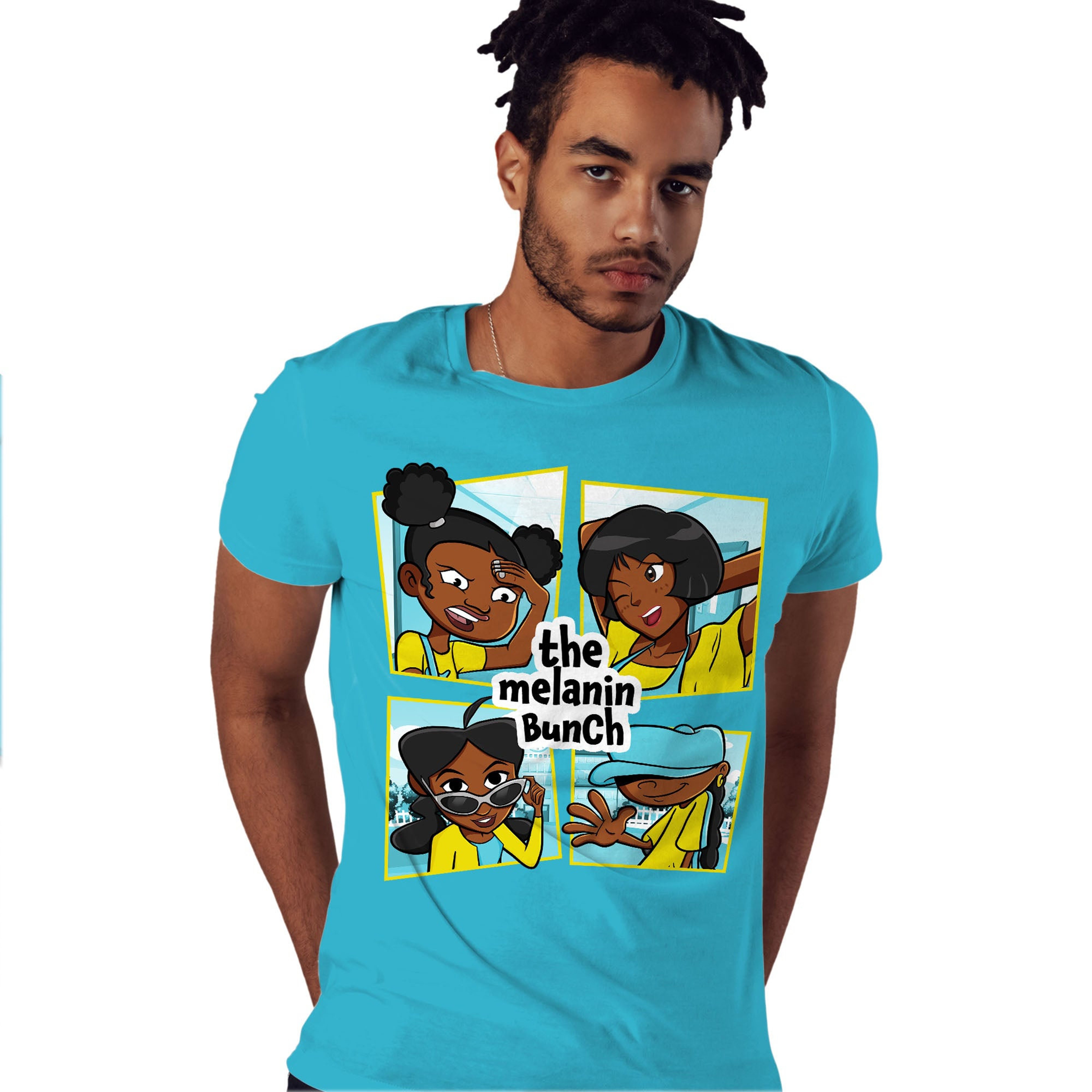 The Melanin Bunch In Cartoon Shirt Match Jordan 5 Aqua Shirt In Color Turquoise
