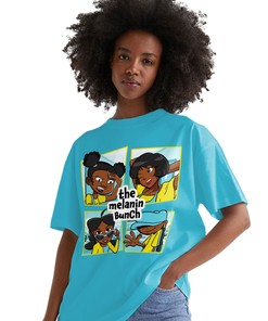 The Melanin Bunch In Cartoon Shirt Match Jordan 5 Aqua Shirt In Color Turquoise