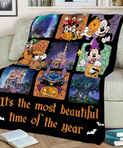 The Most Beautiful Time Of Year Mickey And Friends Blanket - Stitch Pumpkin Halloween - Birthday Gifts