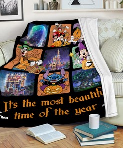 The Most Beautiful Time Of Year Mickey And Friends Blanket - Stitch Pumpkin Halloween - Birthday Gifts