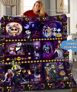 The Nightmare Before Christmas Blanket, Jack Skellington And Sally Love Quilt, Jack Skellington Blanket , Jack And Sally Christmas Gifts