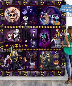 The Nightmare Before Christmas Blanket, Jack Skellington And Sally Love Quilt, Jack Skellington Blanket , Jack And Sally Christmas Gifts
