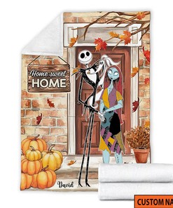 The Nightmare Before Christmas Blanket, Personalzied Name Jack Skellington Blanket, Thanksgiving And Sally Fall Season Pumpkin Blanket