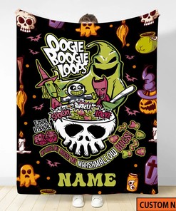 The Nightmare Before Christmas Fleece Blanket, Personalized Name Oogie Boogie Blanket, Spooky Season, Horror Movies Jack Skellington Blanket