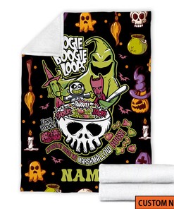 The Nightmare Before Christmas Fleece Blanket, Personalized Name Oogie Boogie Blanket, Spooky Season, Horror Movies Jack Skellington Blanket