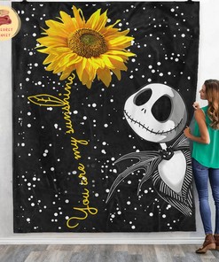 The Nightmare Before Christmas You Are My Sunshine Fleece Sherpa Blanket, Jack Skellington And Sunflower Blanket