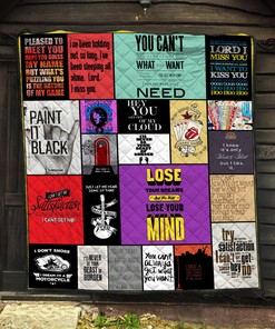 The Rolling Stones Lyrics Quilt Blanket, Rock Music Lovers Gift