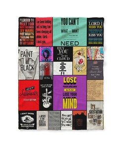 The Rolling Stones Lyrics Quilt Blanket, Rock Music Lovers Gift