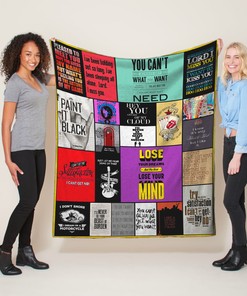 The Rolling Stones Lyrics Quilt Blanket, Rock Music Lovers Gift