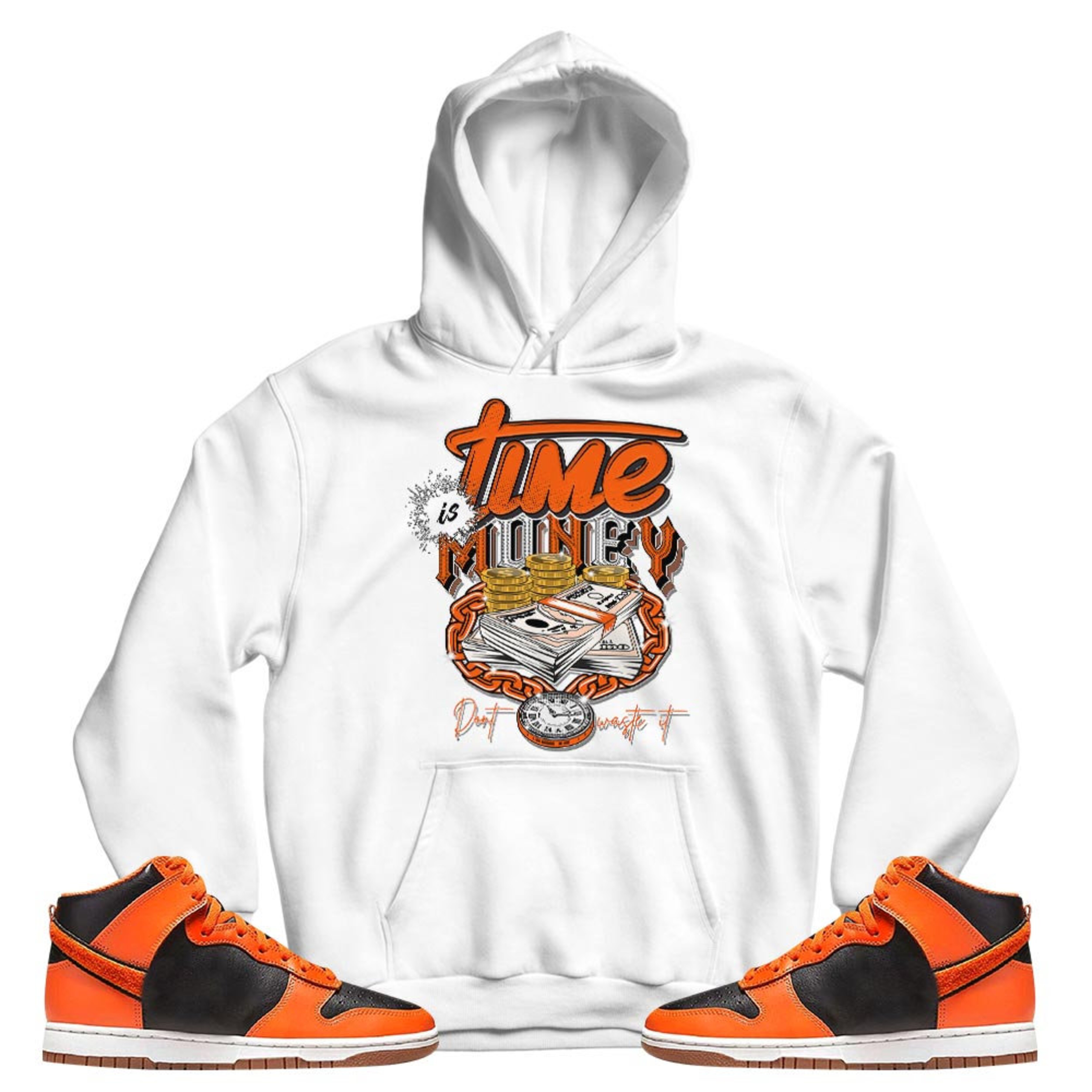 Time is Money Unisex Sneaker Shirt Match Dunk Black Orange Tee, Dunk High GS Safety Orange T-Shirt, Hoodie, Sweatshirt