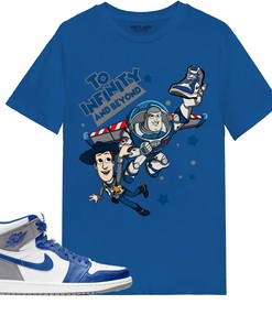 Toy Story Beyond Shirt Match Jordan 1 High OG True Blue Shirt In Color Royal