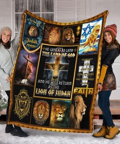 Tribe of Judah Lion Quilt Blanket, Symbol of Strength
